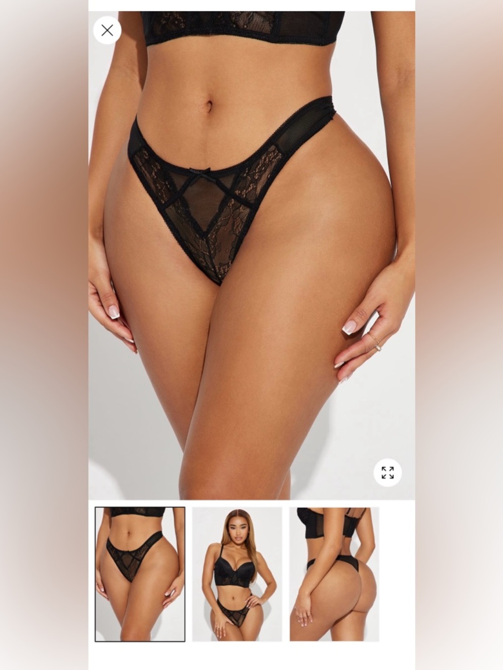 Fashion NovaBlack Lace Thong with Bow